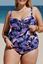 Immagine di Purple Plus Size Ruffled Tankini with Floral Panty